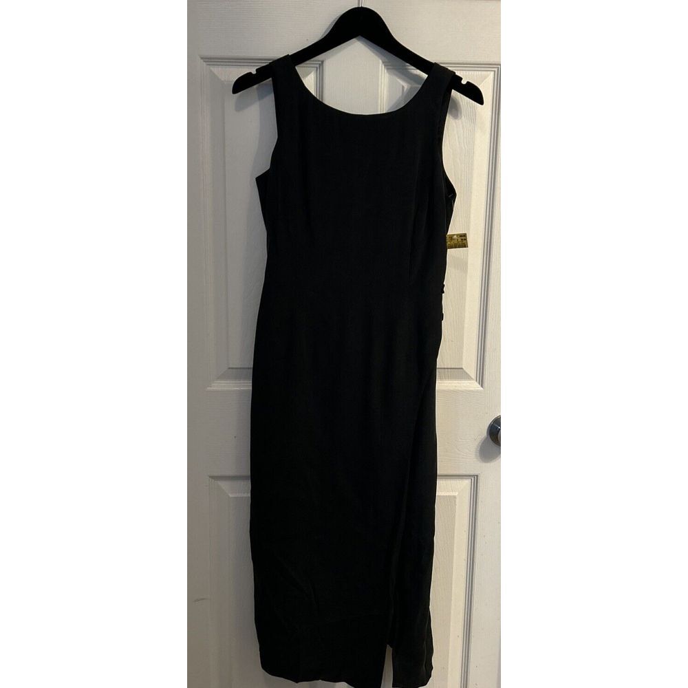 Patrick Collection Silk Sheath Sleeveless Black Dress Size 4